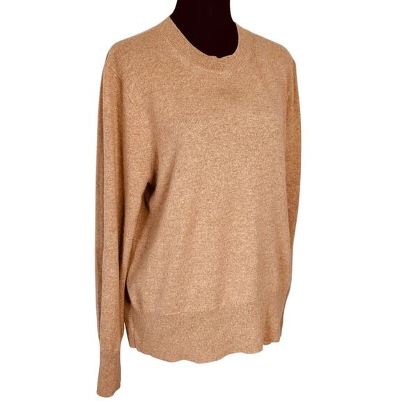 J.Crew Cashmere Classic Fit Crewneck Sweater Heather Camel BA400 Size XL New - Picture 3 of 14